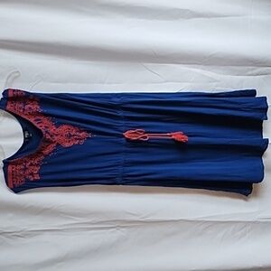 Spense cinch tie waist blue sleeveless dress size L